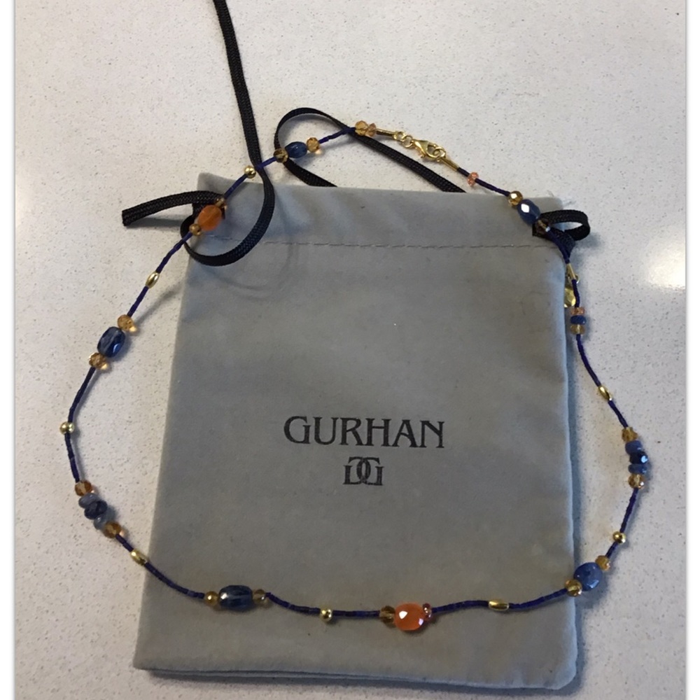 New without tag Gurhan Multi stone 22K  gold necklace with Gurhan pouch
